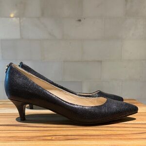 Cole Haan Black Textured Kitten Heel Pumps